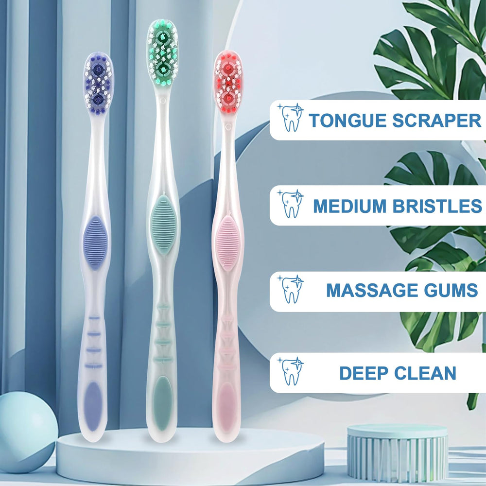 Toothbrush with built-in tongue scraper feature