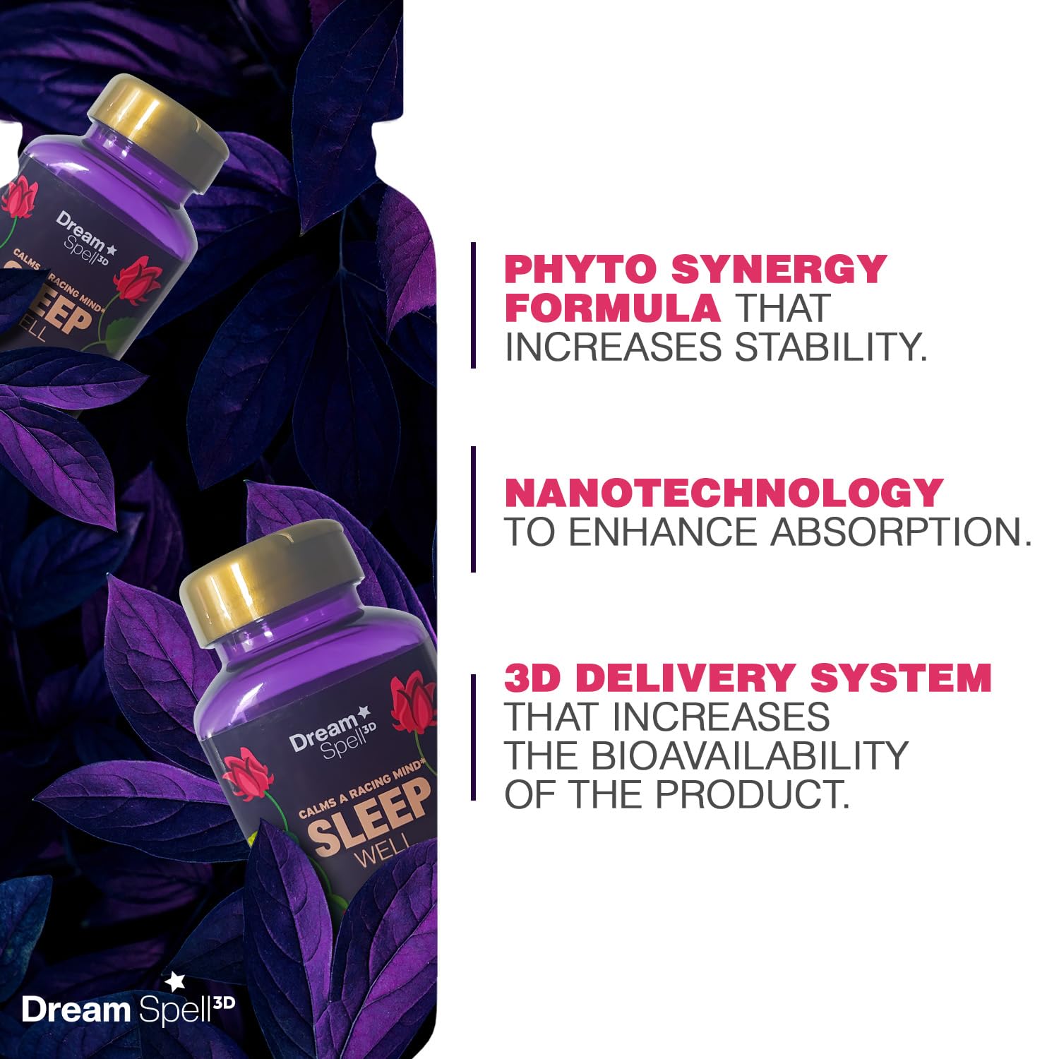Graphic illustrating Dream Spell Nano-Fortified 3D technology