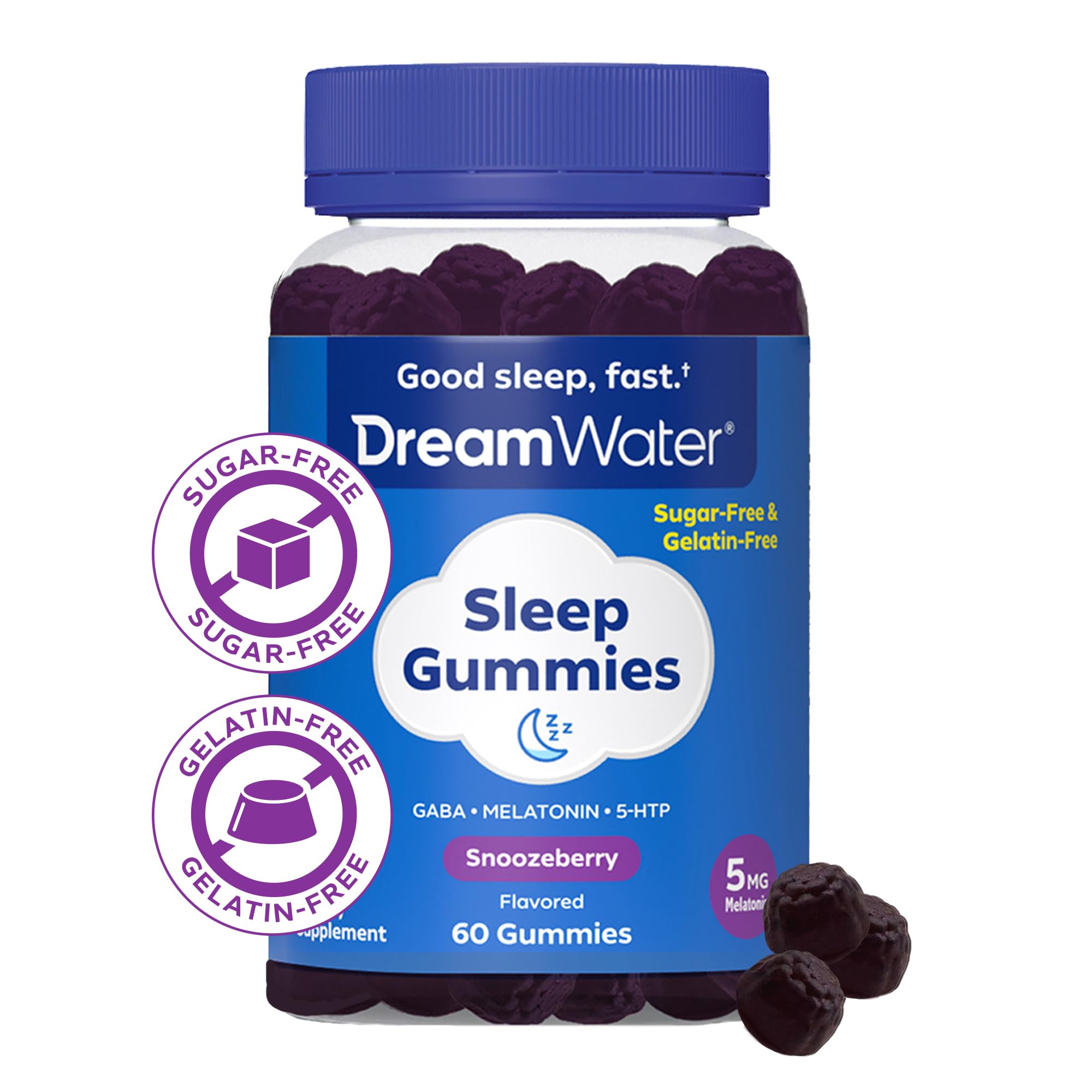 Close-up concept of Dream Water SleepStat blend ingredients Melatonin, GABA and 5-HTP