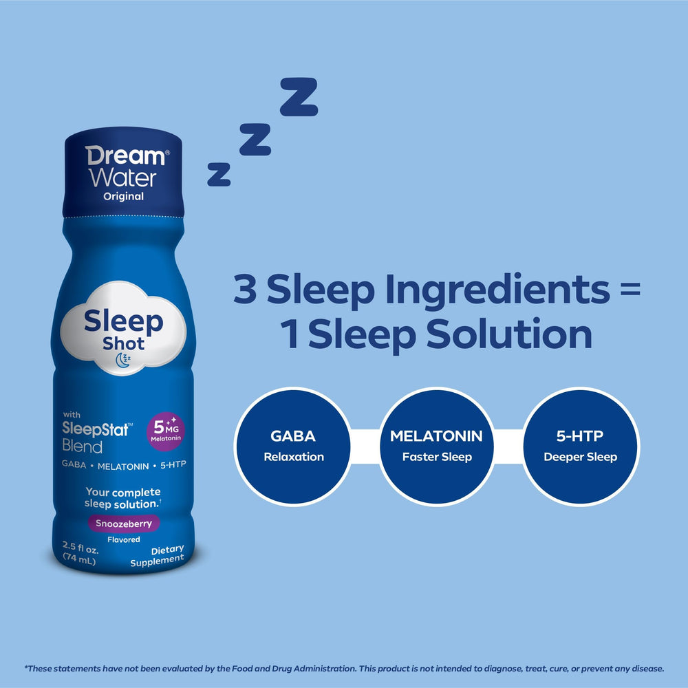 Dream Water Snoozeberry sleep shot 2.5 oz back label