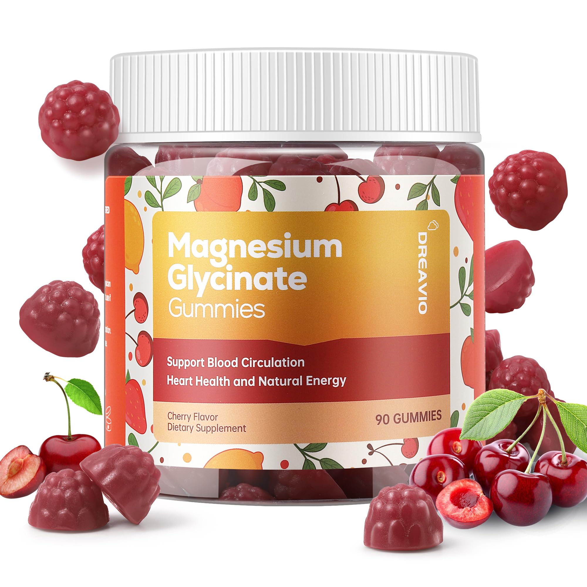 DREAVIO Magnesium Glycinate Gummies bottle front view with 90 count