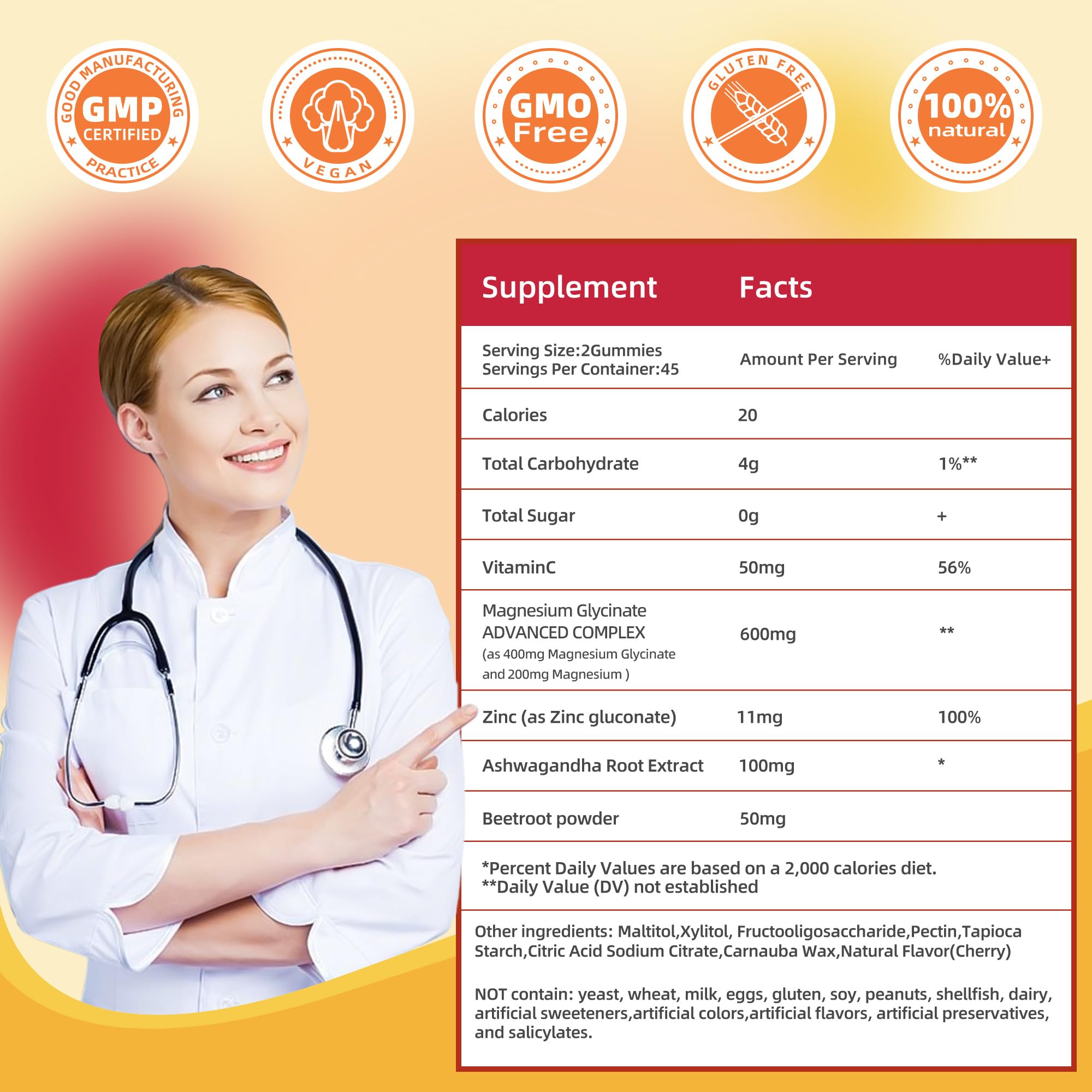 Zinc, Vitamin C and Beetroot icons on packaging
