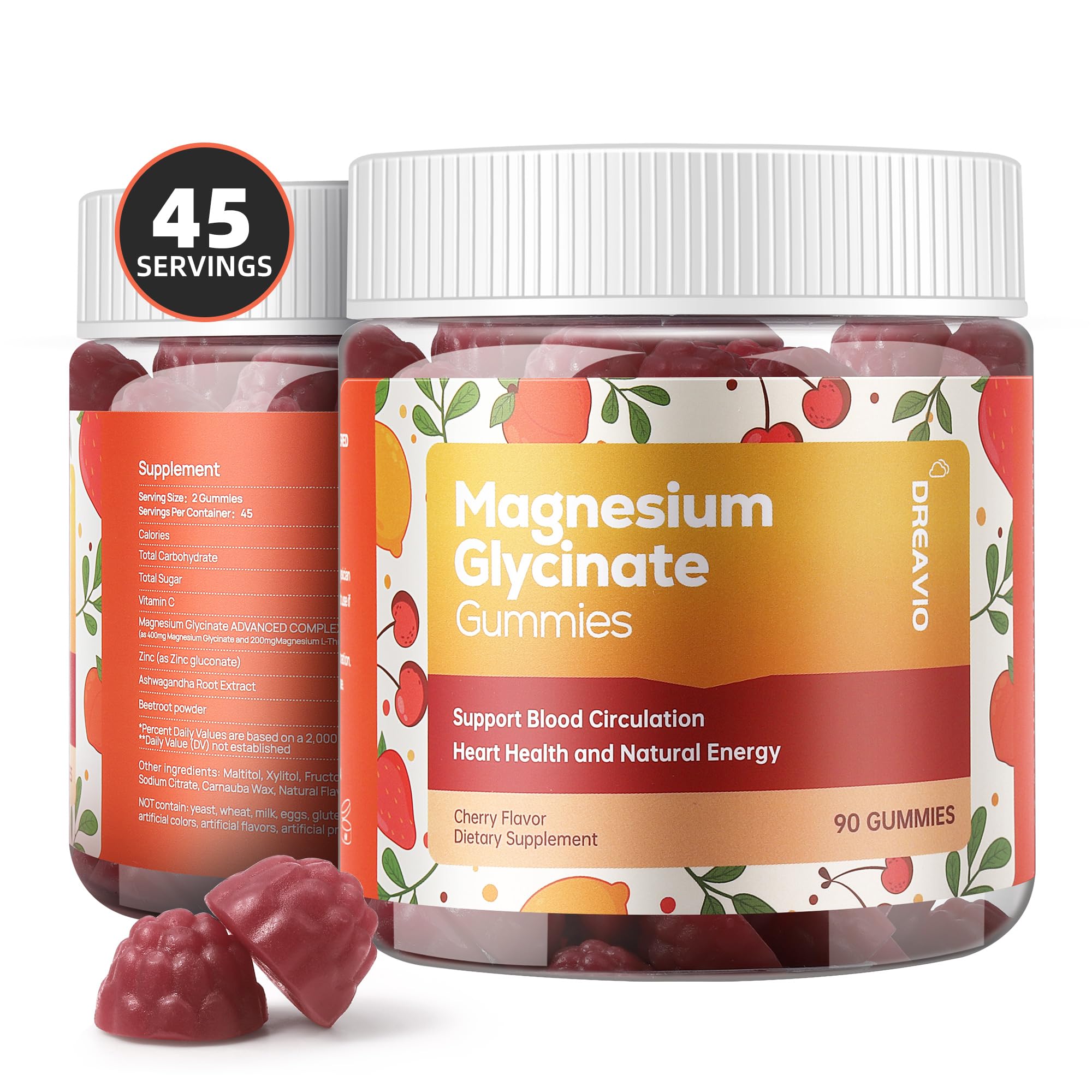 Serving size 2 gummies equals 45 servings