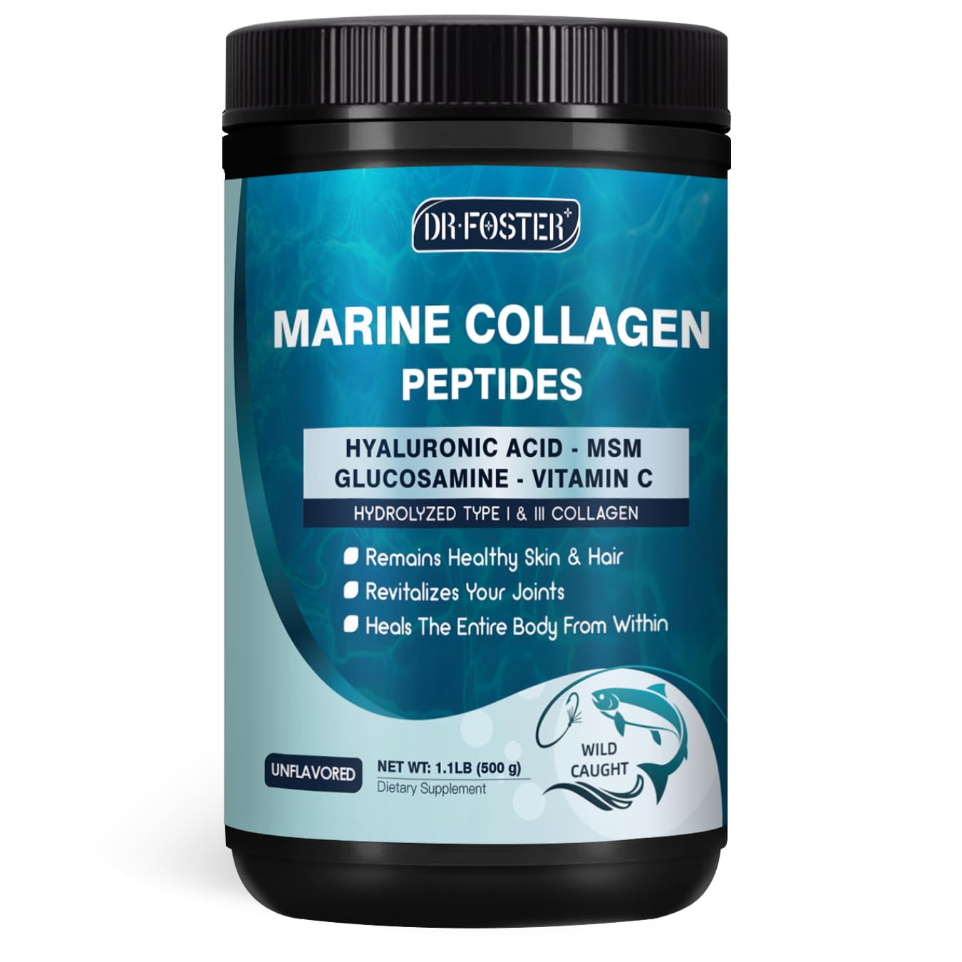 DRFOSTER Marine Collagen Peptides Powder bottle with MSM + GC packaging