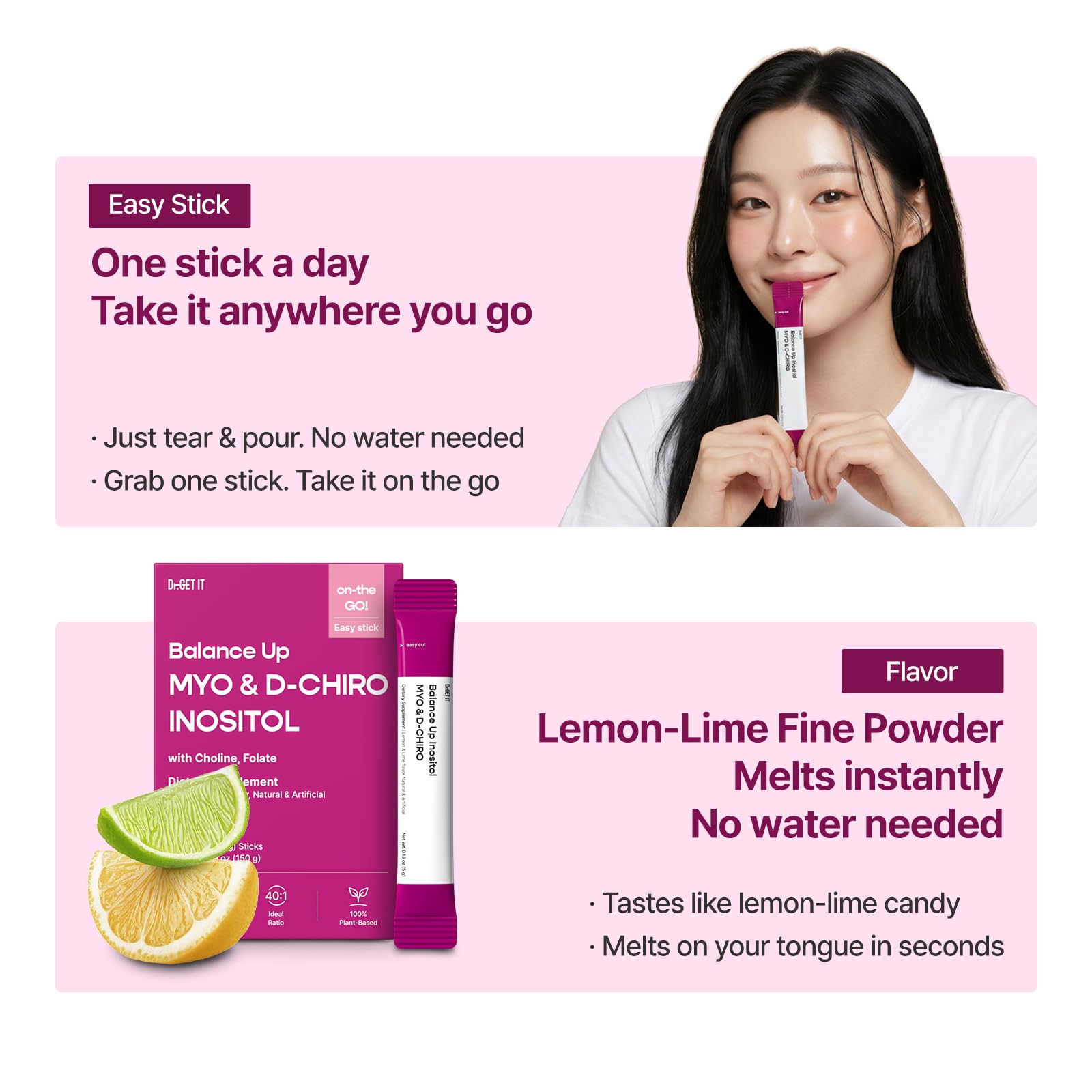 Dr.GET IT sticks in travel pouch for on‑the‑go daily dosing
