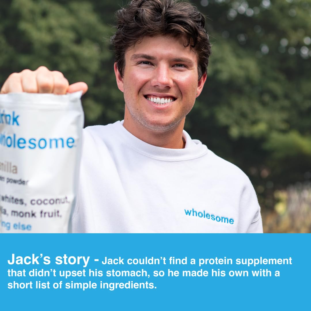 Additive-free label on Drink Wholesome vanilla collagen powder, no artificial sweeteners