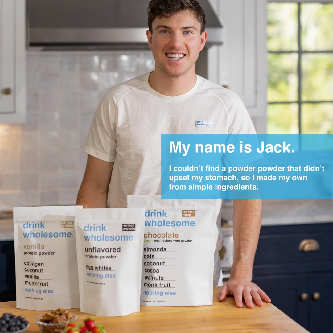 Close-up of dairy-free ingredients in Drink Wholesome formula for sensitive digestion