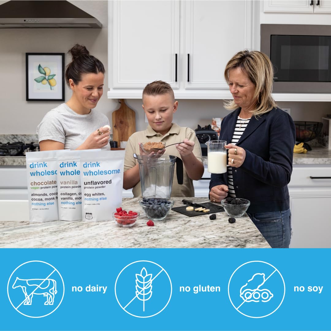 Drink Wholesome scoop with vanilla collagen powder for easy daily protein