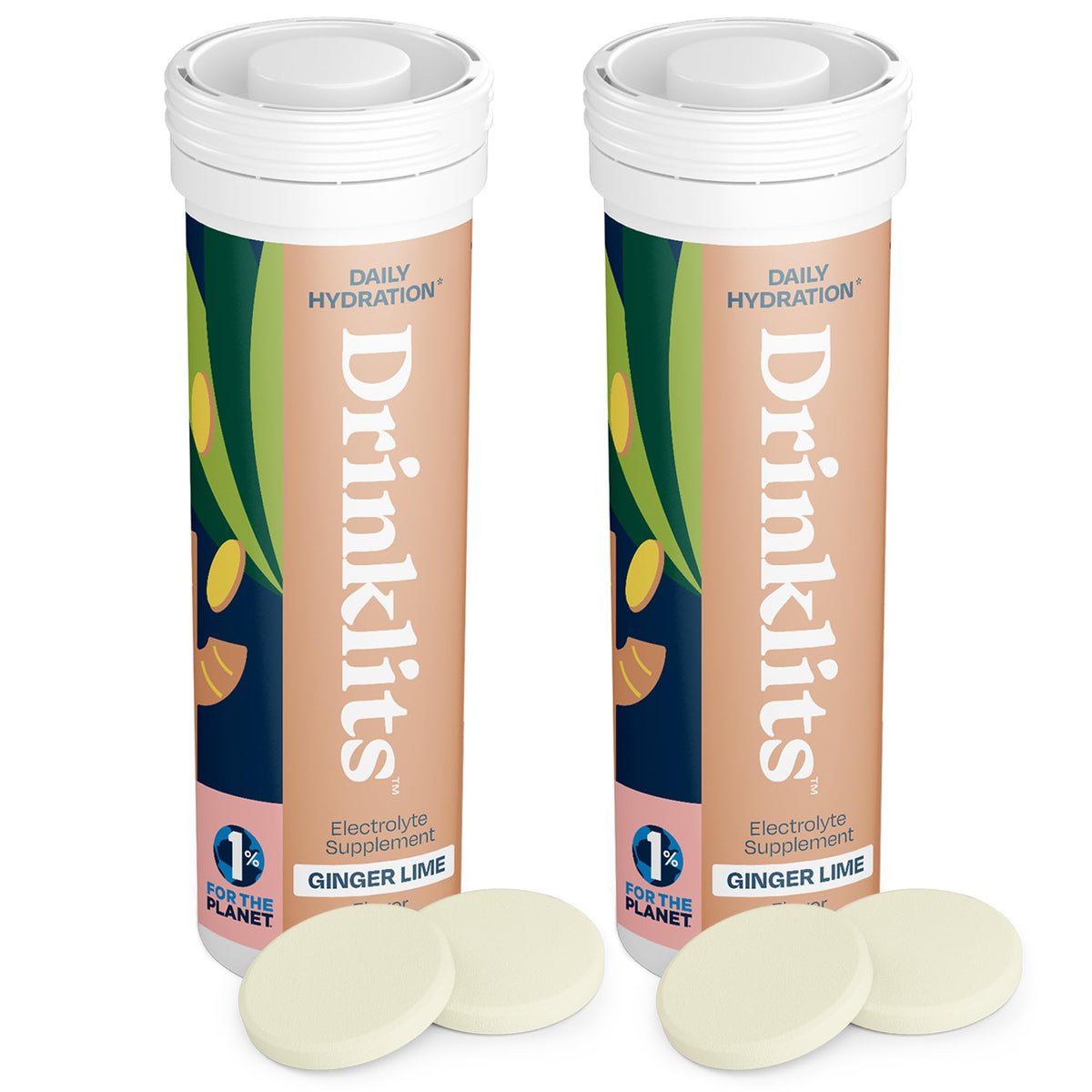 Drinklits Ginger-Lime hydration tubes packaging for on-the-go hydration.