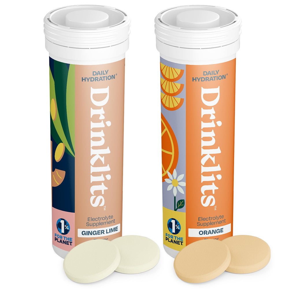 Drinklits Ginger-Lime tablets dissolving for refreshing hydration on the go.