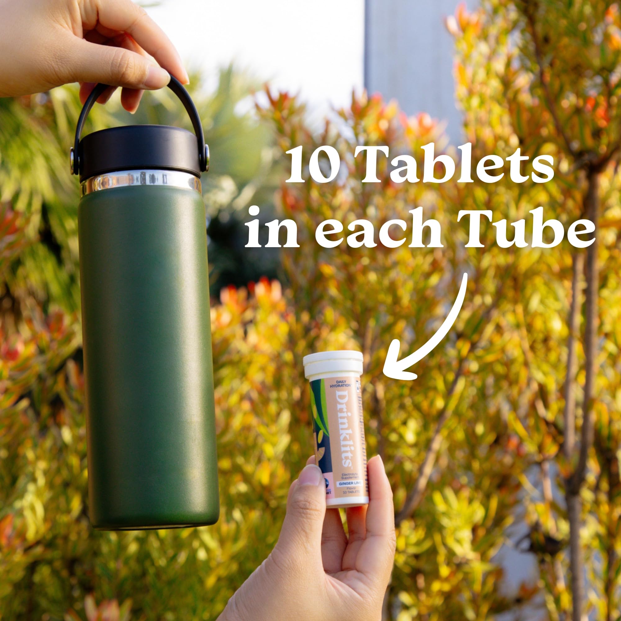 Drinklits Ginger-Lime tube back label with DV vitamins for daily hydration.