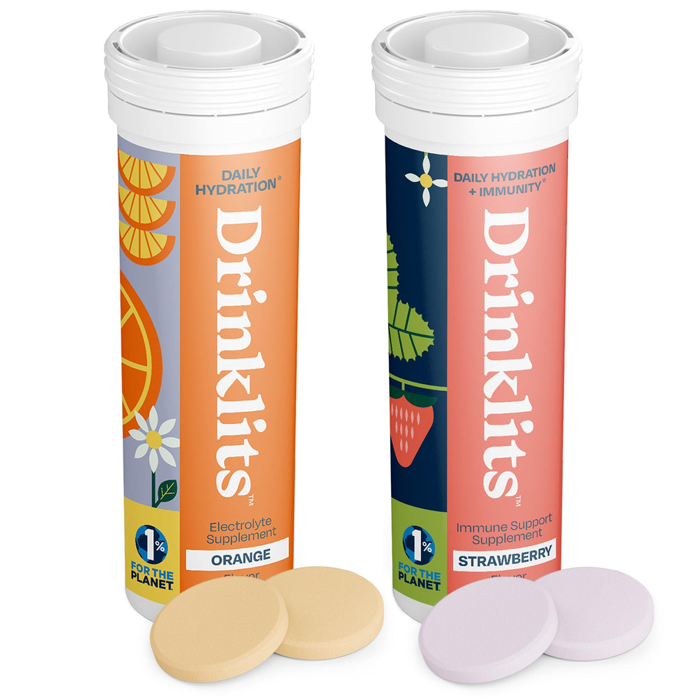 Drinklits Orange Daily Hydration tube showing crisp electrolytes for refreshing on-the-go hydration.