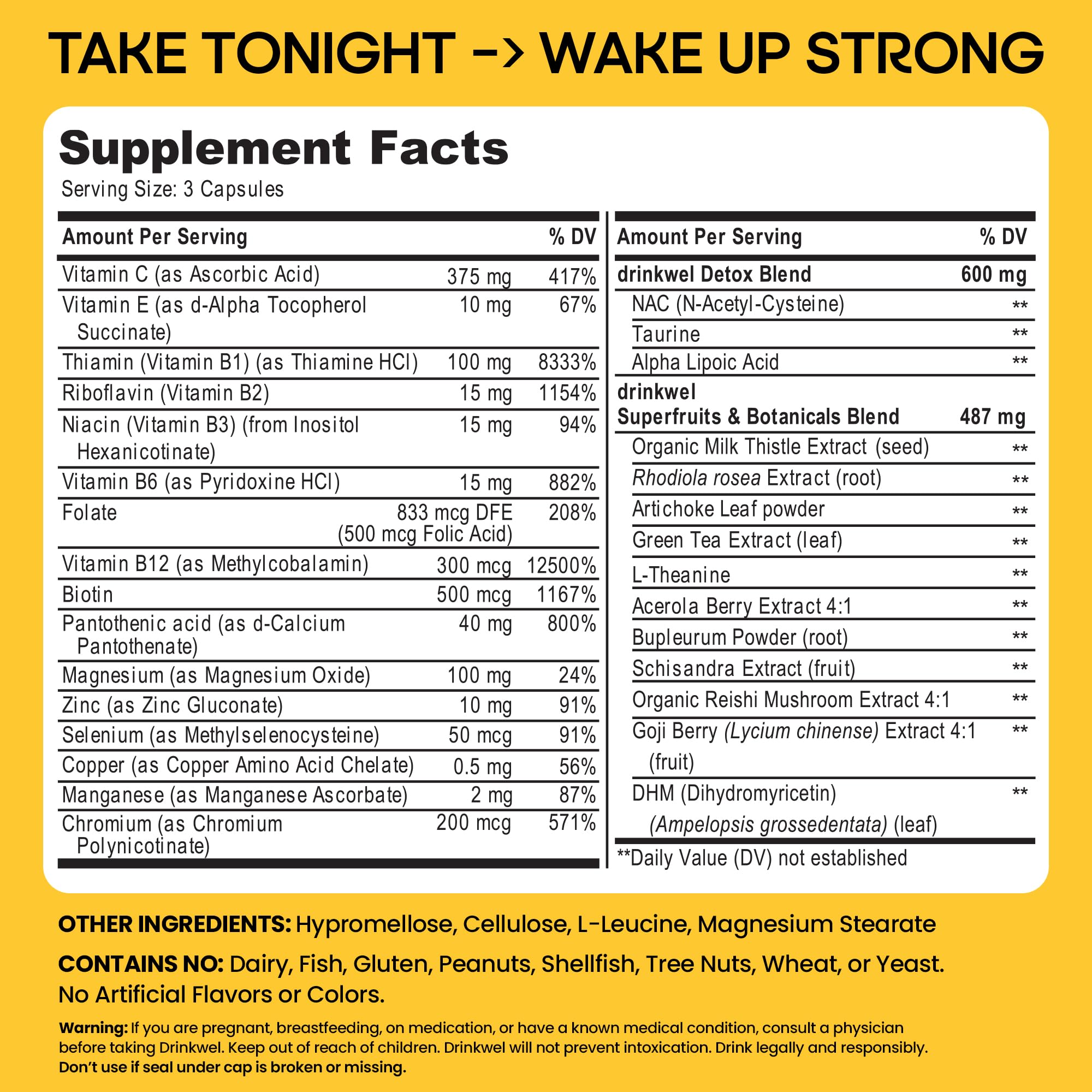 3rd-party testing and quality assurance certificate for Drinkwel Better Mornings