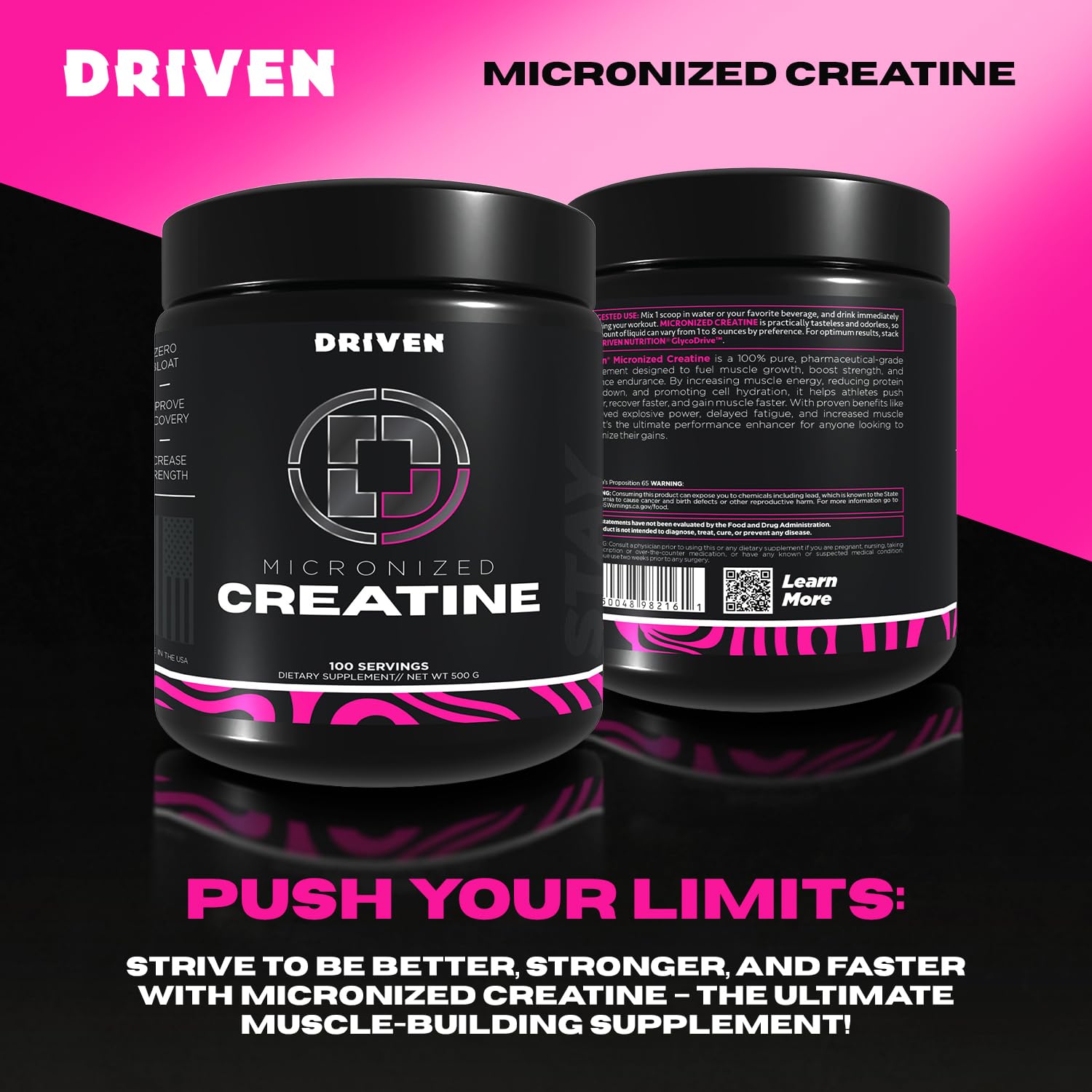 Creatine Monohydrate 500g bottle label close-up