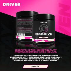 Driven Nutrition ISODRIVE vanilla whey isolate powder blends easily.