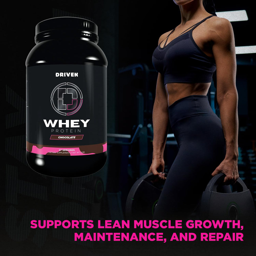 Driven Nutrition whey with added BCAAs supports recovery and daily protein intake