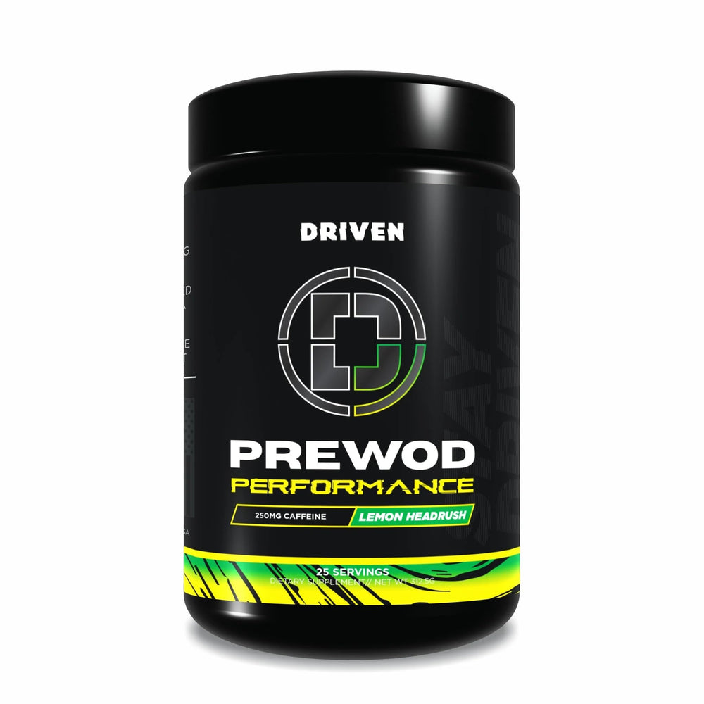 Driven Nutrition Pre WOD Rocket Pop can closeup shows clean energy for intense workouts.