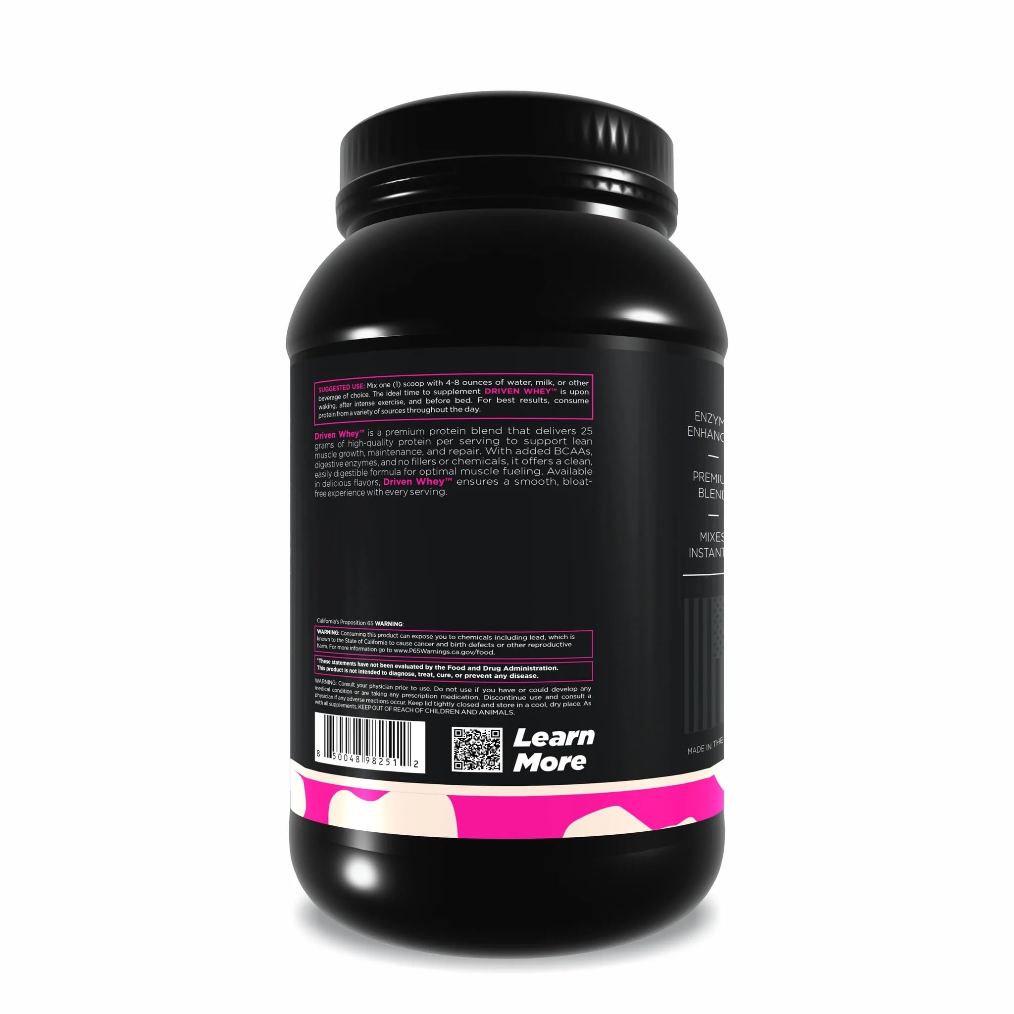 Driven WHEY-brand-logo-closeup reinforces trusted grass-fed protein choice.