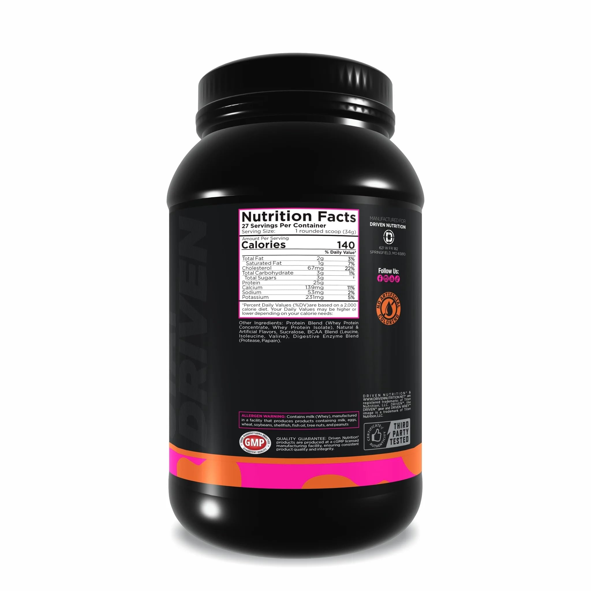 Driven WHEY Cinnamon Roll shake ready-to-drink after training.