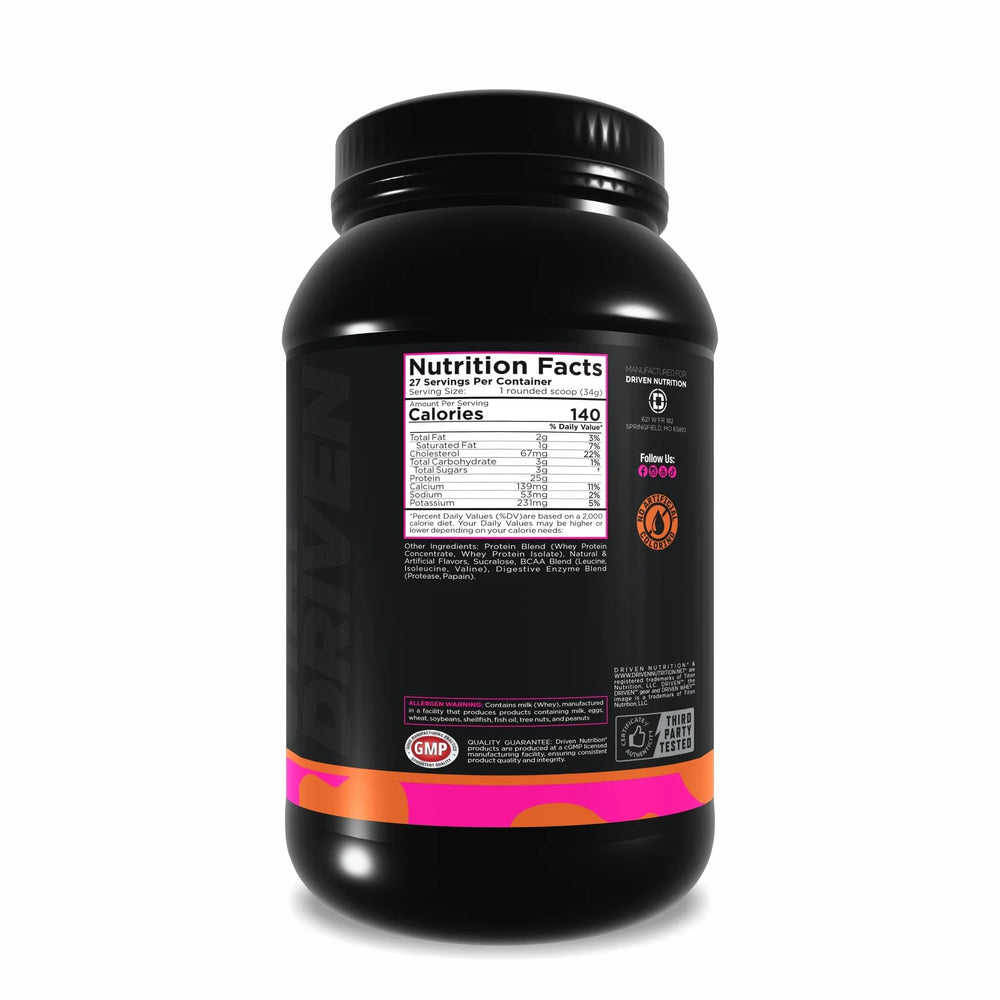 Driven WHEY Cinnamon Roll shake ready-to-drink after training.