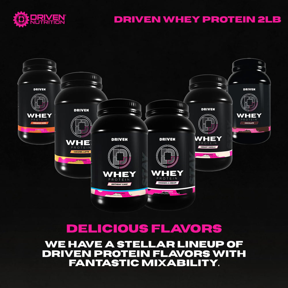 Driven WHEY digestive enzymes label highlights absorption benefits