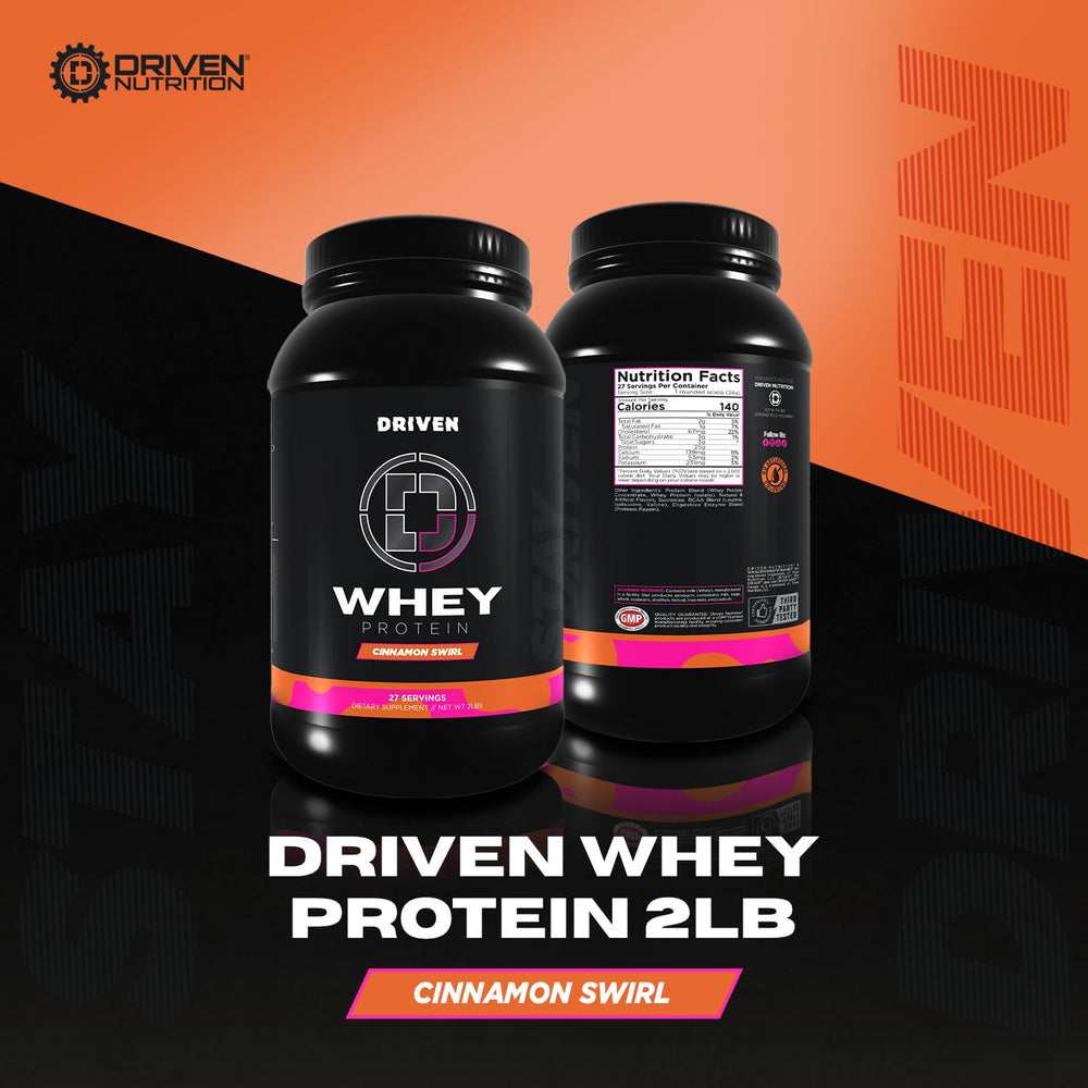 Driven WHEY Grass-Fed Whey Bag highlights daily protein support.