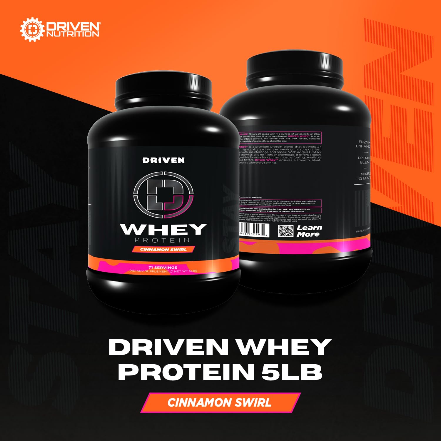 Driven WHEY ingredient label highlights BCAAs for supporting muscle protein synthesis
