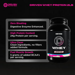 Driven WHEY pour with milk reveals creamy shake