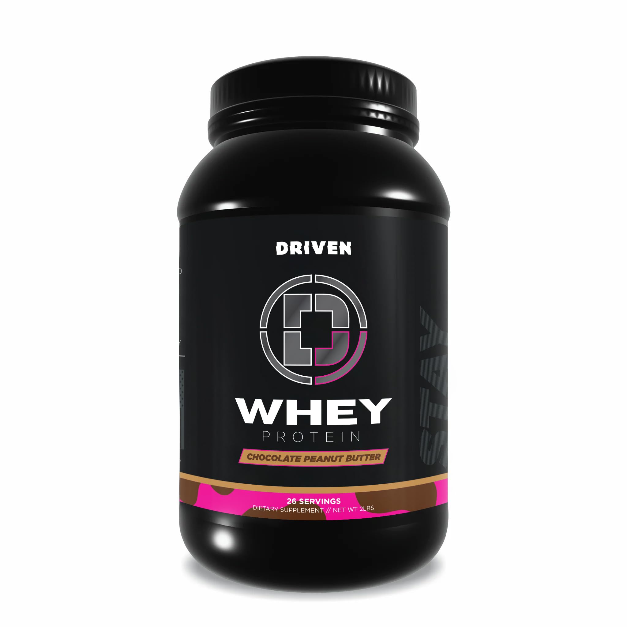 Driven WHEY powder in chocolate peanut butter flavor—2lb container for post-workout recovery