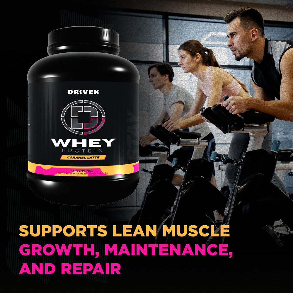 Driven Whey swirl with milk illustrates delicious daily protein option