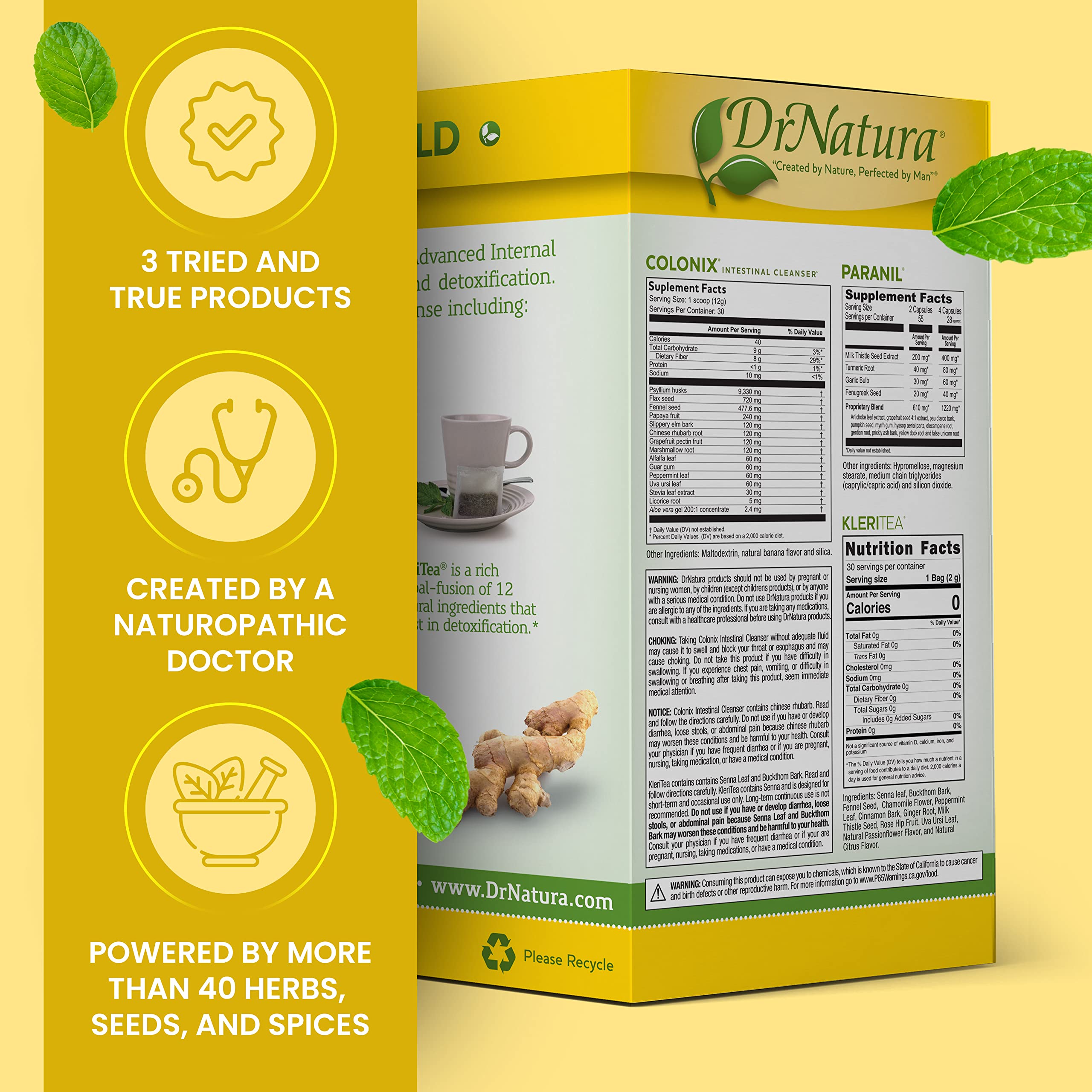 DrNatura Colonix Kit tea bags prepared for detox routine