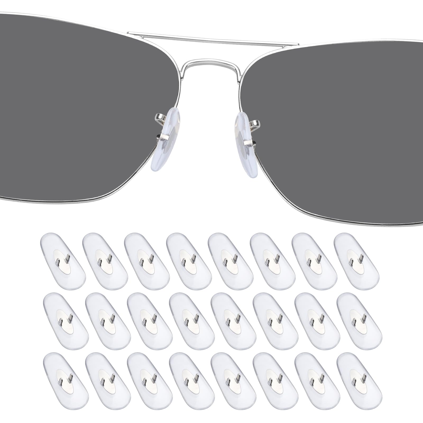 12 pairs of clear silicone nose pads for Ray-Ban sunglasses, front view