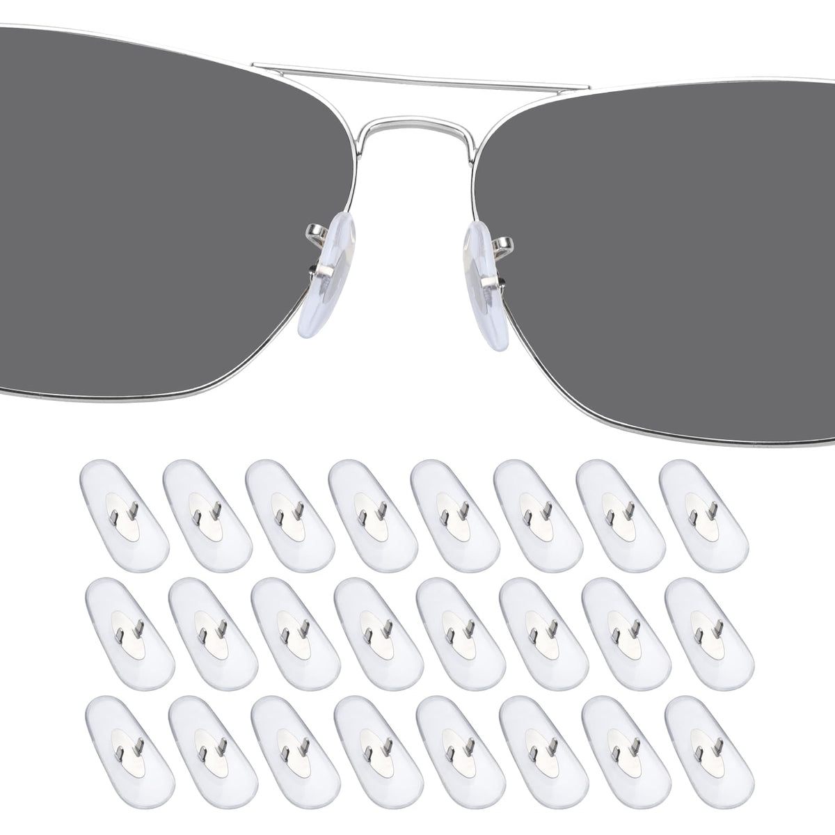 12 pairs of clear silicone nose pads for Ray-Ban sunglasses, front view