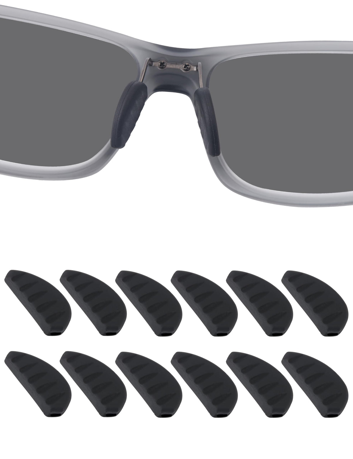 Drogo 6 pairs black silicone nose pads for eyeglasses - front view