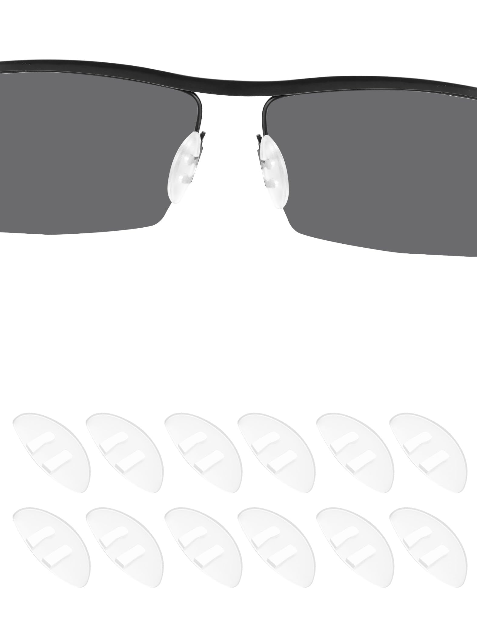 Drogo silicone eyeglasses nose pads 15mm clear D-shape close-up