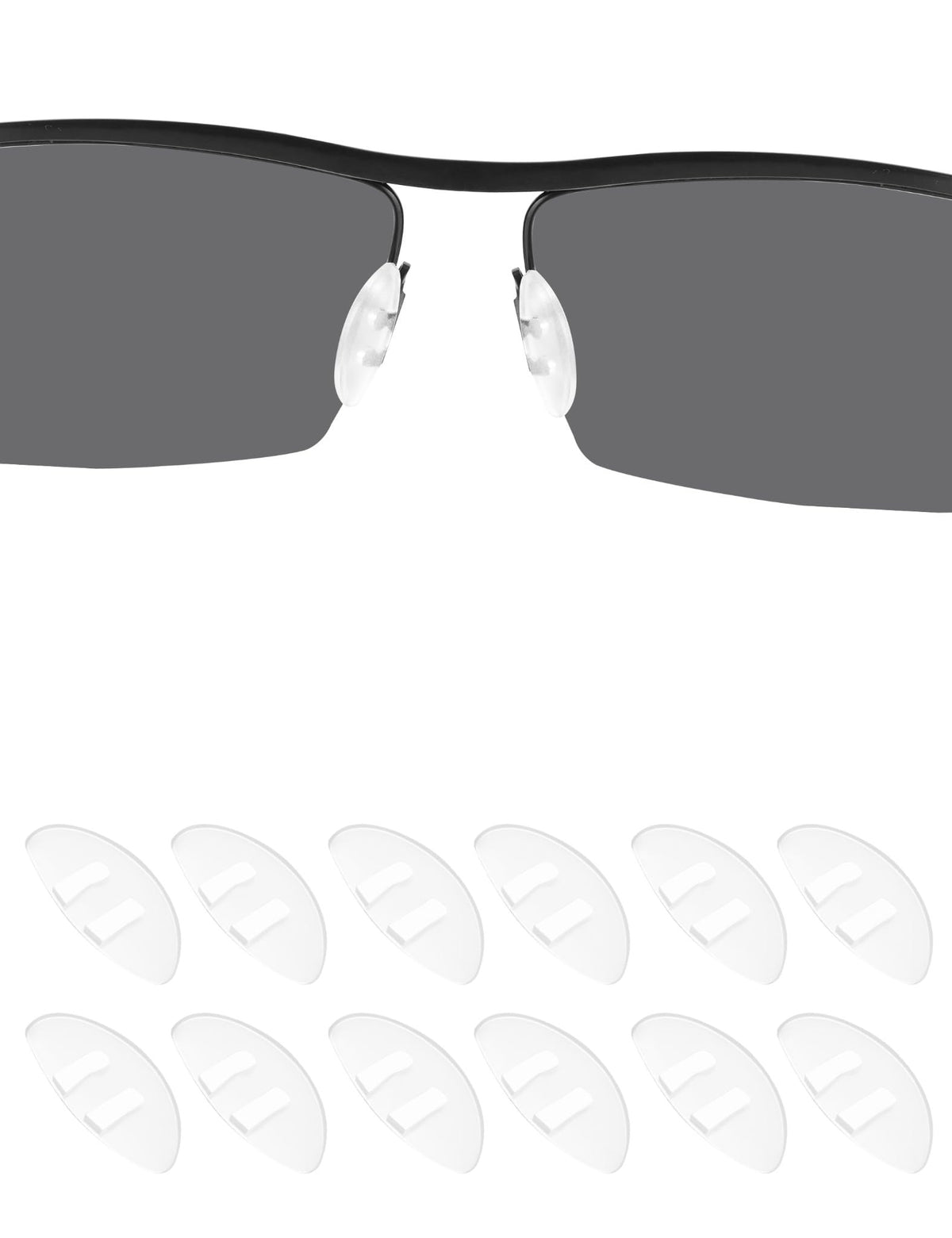 Drogo silicone eyeglasses nose pads 15mm clear D-shape close-up
