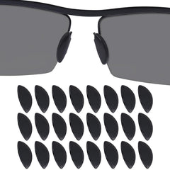 Drogo 12-pair silicone nose pads in black for eyeglasses, 15mm D-shape