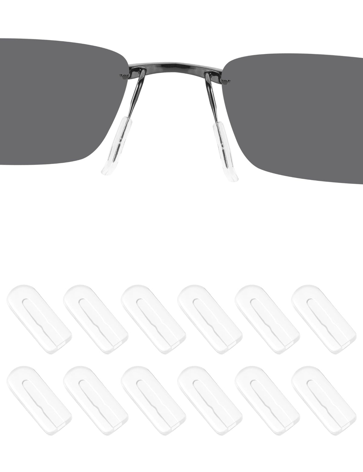 Drogo 6 pairs clear rectangular silicone eyeglass nose pads