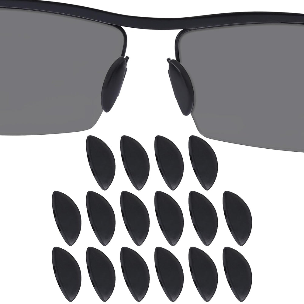 DROGO 8 pairs silicone eyeglass nose pads 15mm x 7mm black D-shape close-up