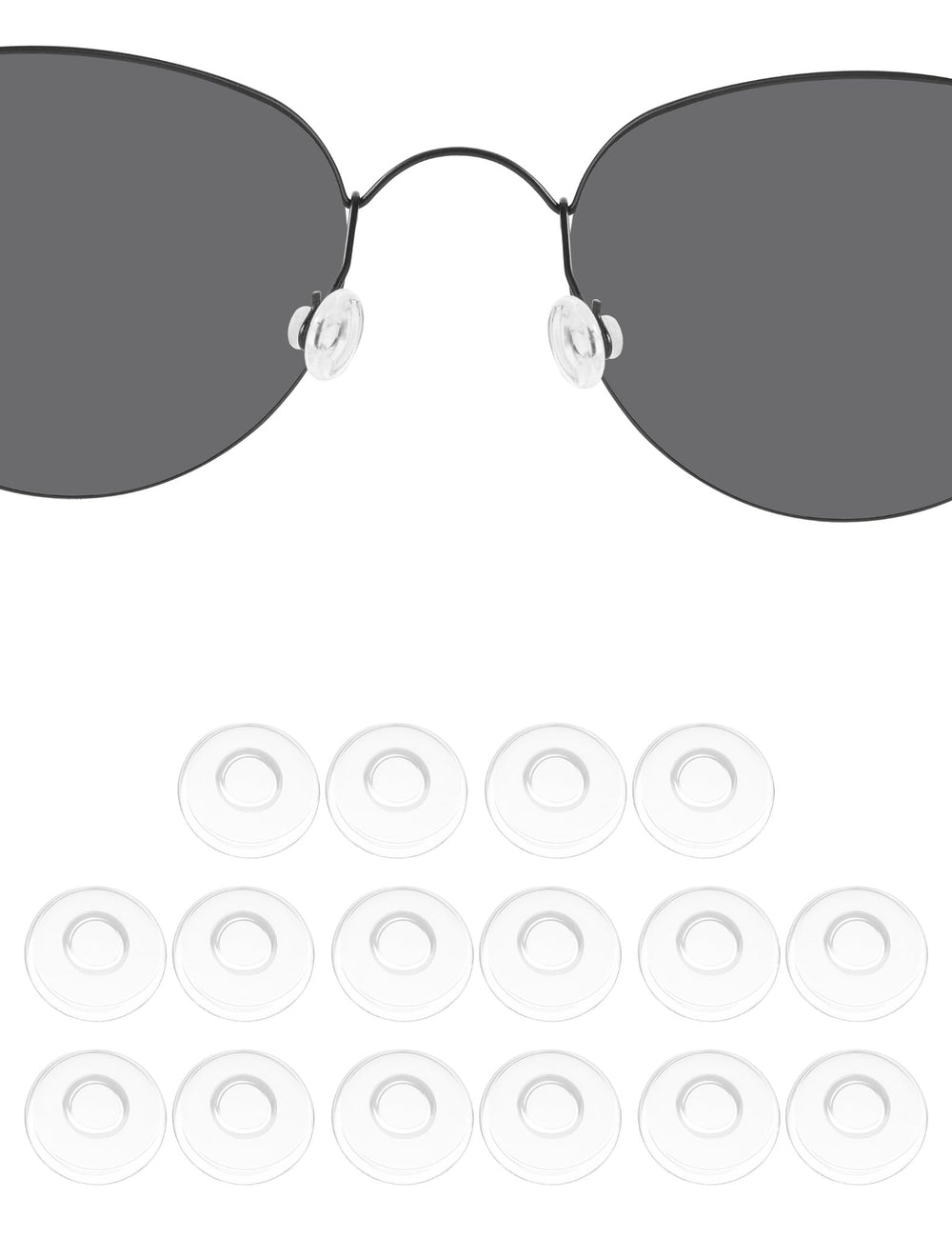 Drogo 8-pair set of clear silicone nose pads 9mm for eyeglasses