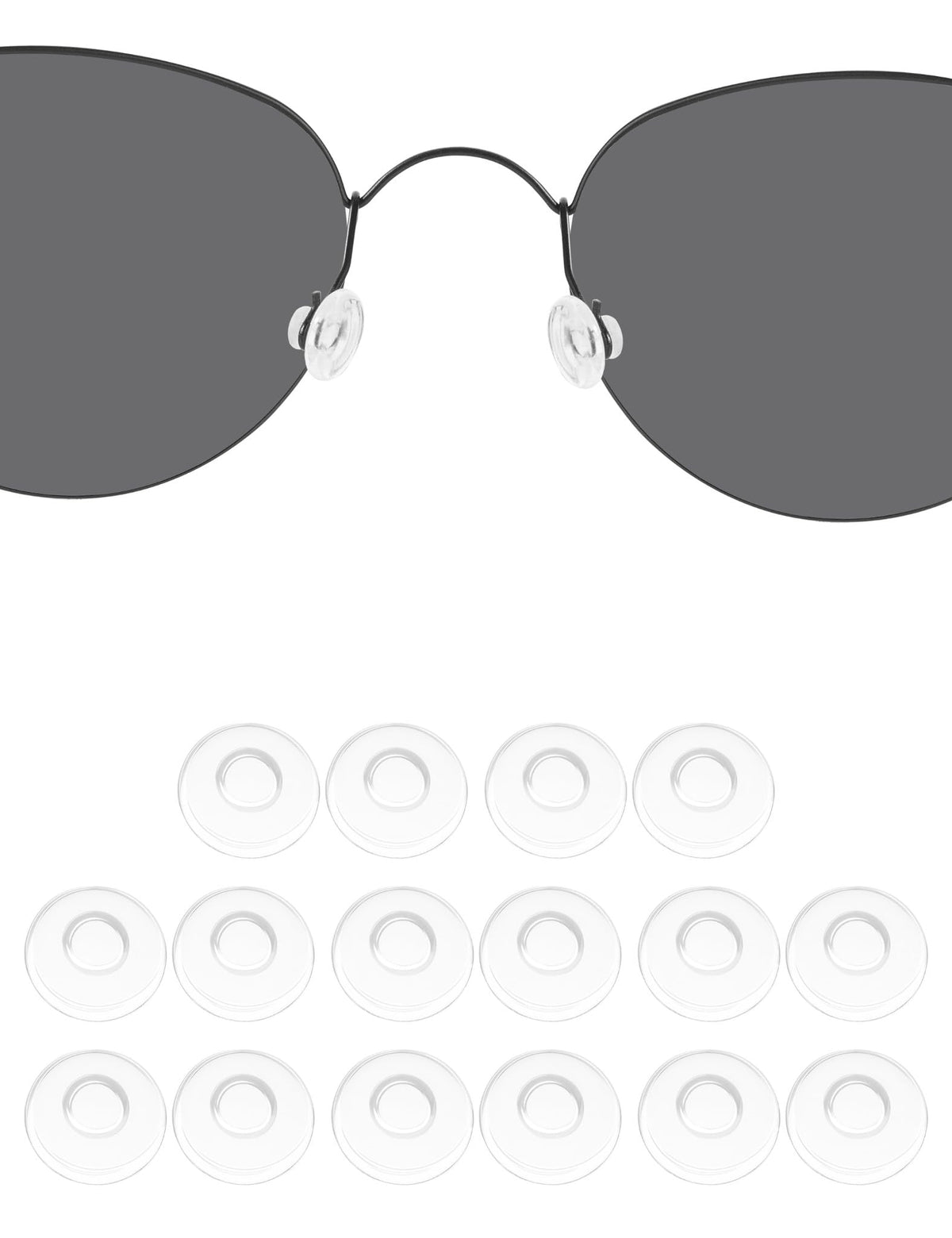 Drogo 8-pair set of clear silicone nose pads 9mm for eyeglasses