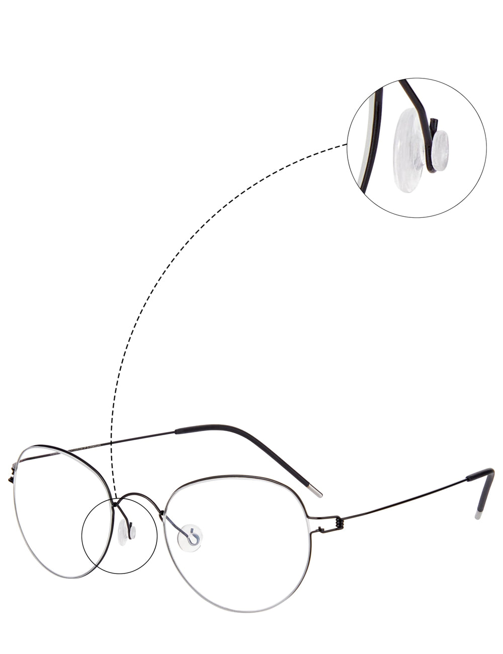 Illustration showing plug-in installation of nose pads