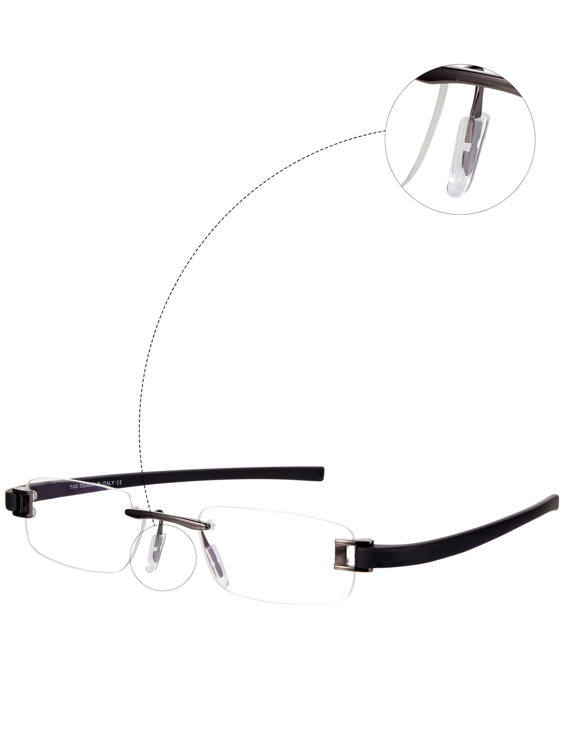 Drogo nose pads universal fit for rimless, frameless and metal frames