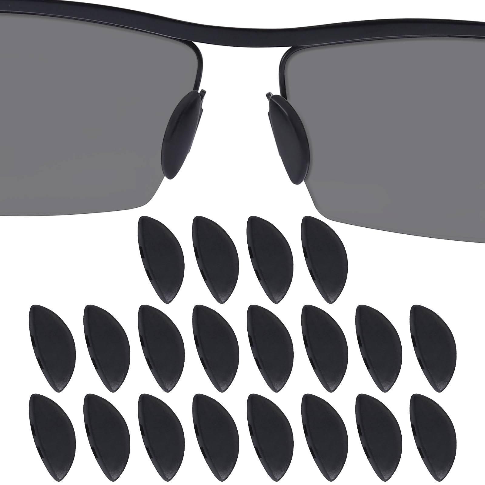 Drogo 10 Pairs Black Silicone Nose Pads 15mm D-Shape