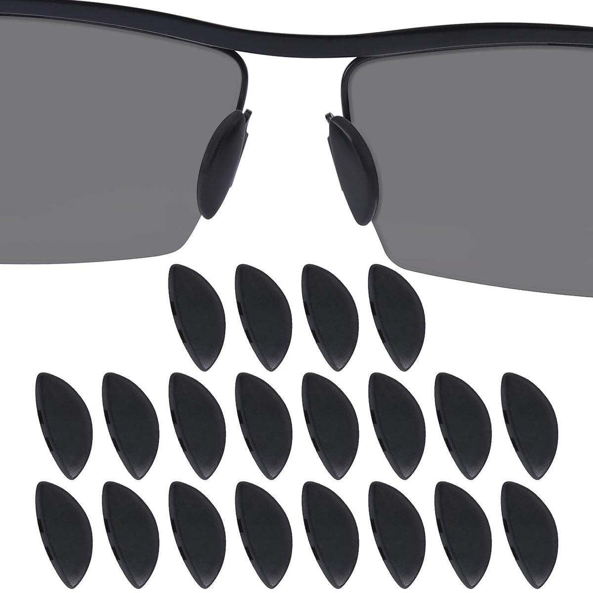 Drogo 10 Pairs Black Silicone Nose Pads 15mm D-Shape