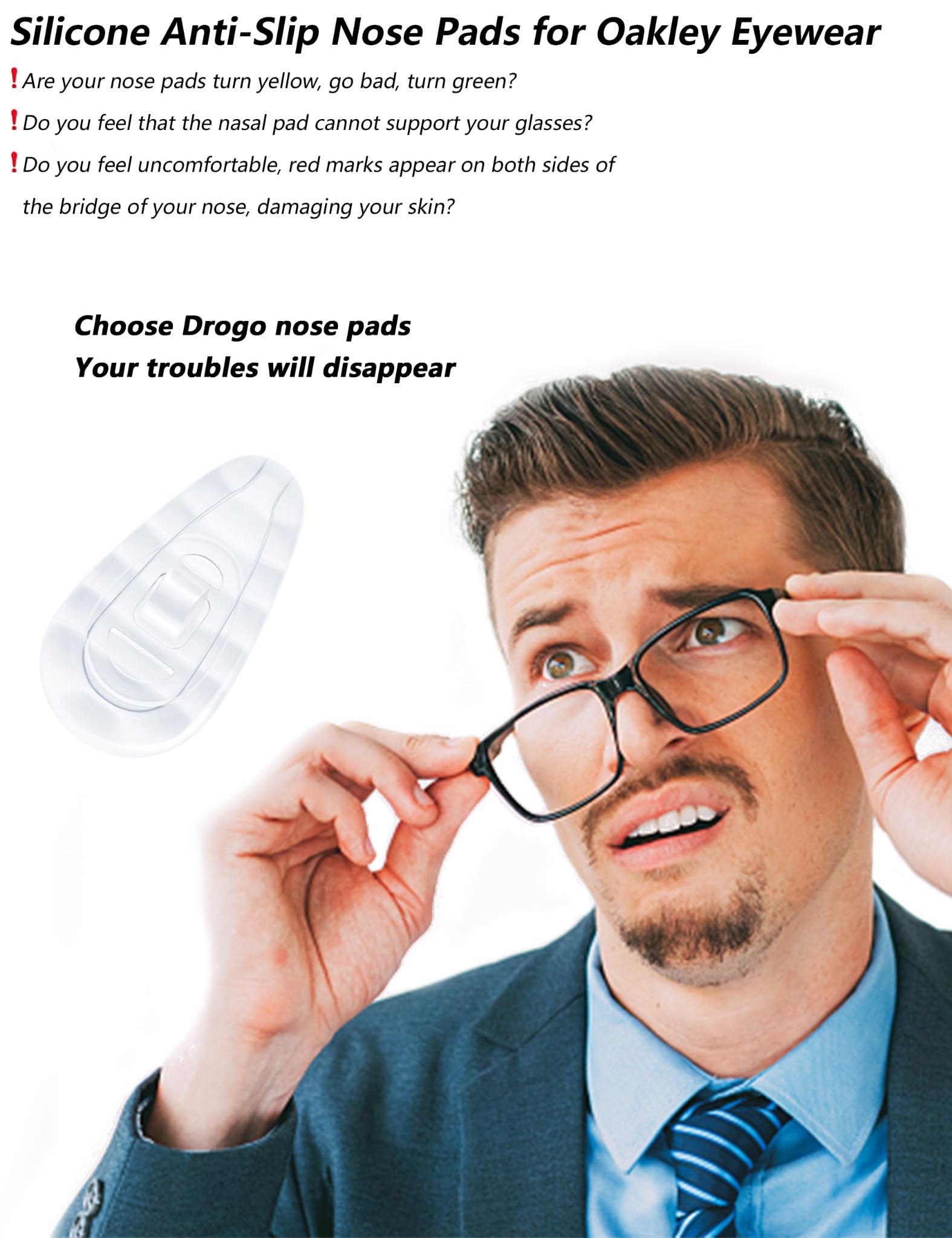 Premium silicone nose pads by DROGO for sunglasses
