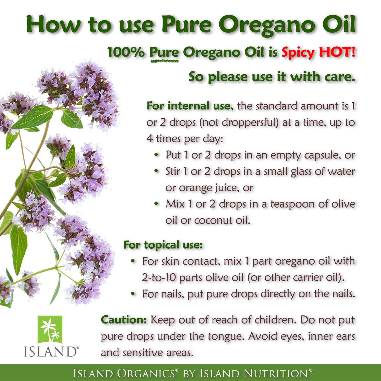 Dropper applying oregano oil drops