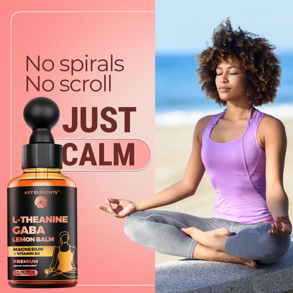 Dropper delivering calming liquid GABA and L-Theanine