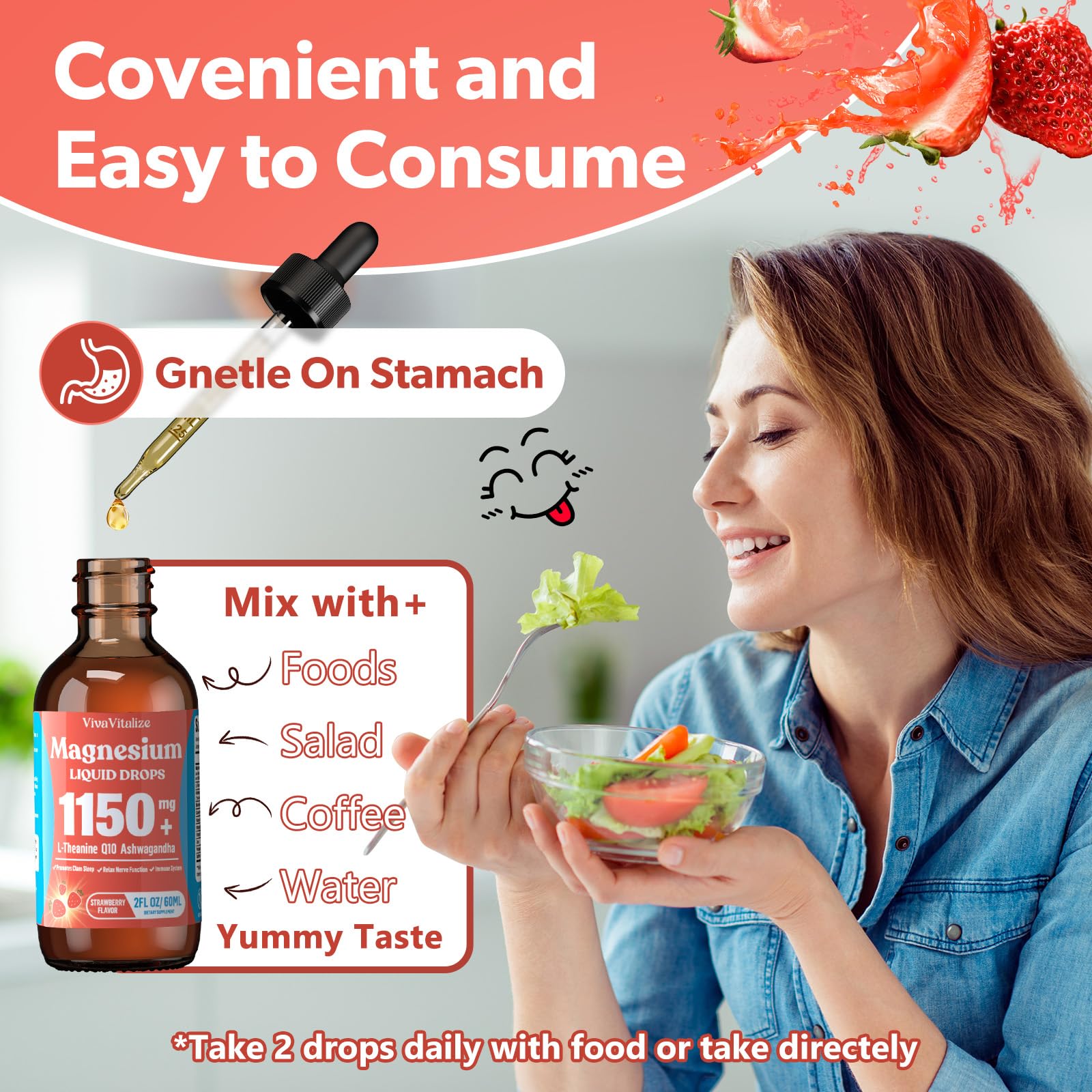 Dropper dispensing magnesium glycinate liquid