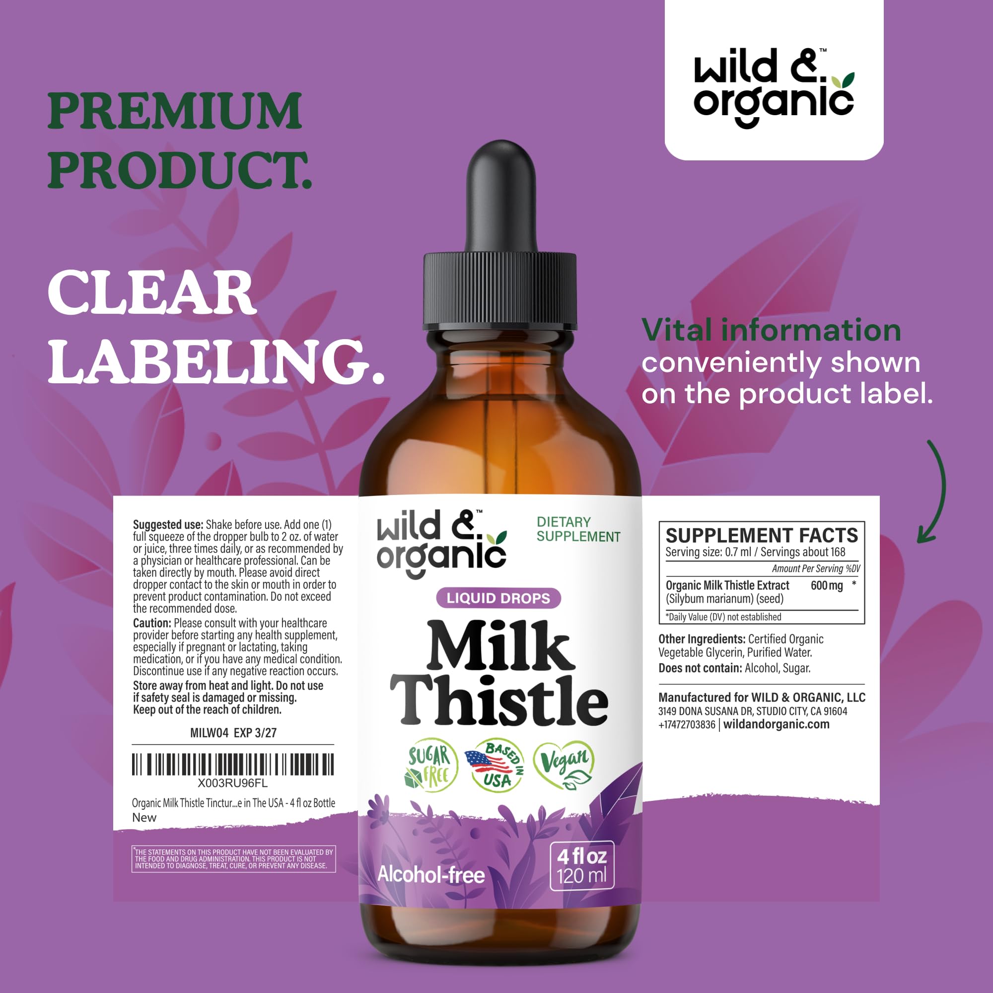 Dropper dispensing milk thistle tincture